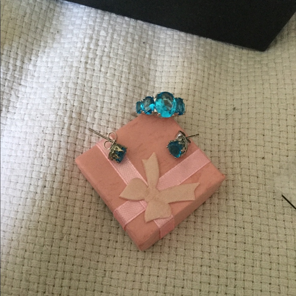 Sterling silver gemstone ring earring set